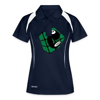 cube billard boule rubi forme - Polo respirant Femme - marine/blanc - Devant