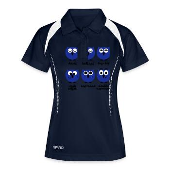 Funny Owls with Coffee Chart | T-shirts printing - Women's Polo breathable - navy/white - Front