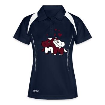 2 pärchen paar herzen liebe verliebt geschwister k - Frauen Polo atmungsaktiv - Navy/Weiß - Vorne