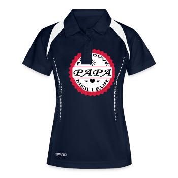 Approuvé meilleur PAPA - Polo respirant Femme - marine/blanc - Devant