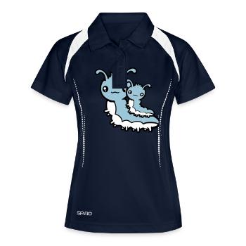 2 Caterpillar Family Mom Dad Child Baby Father Mother - Women's Polo breathable - navy/white - Front