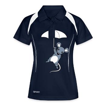 Niedliche fliegende Maus - Frauen Polo atmungsaktiv - Navy/Weiß - Vorne