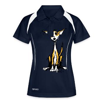 Rauhaar Podenco - Frauen Polo atmungsaktiv - Navy/Weiß - Vorne