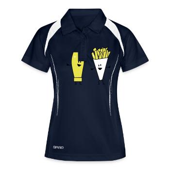 mayonnaise french fries - Frauen Polo atmungsaktiv - Navy/Weiß - Vorne