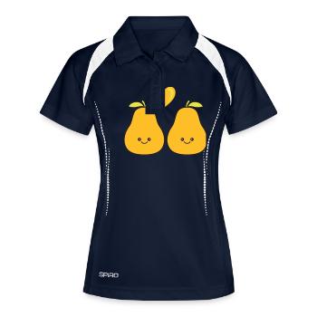 birne comic love - Frauen Polo atmungsaktiv - Navy/Weiß - Vorne