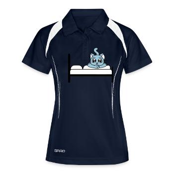 Chat Allongé Détendu Sur Le Lit Se Reposer Dormir - Polo respirant Femme - marine/blanc - Devant
