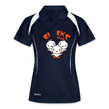 3 oiseaux poussins en tournée disant fêtarde filles femmes - Polo respirant Femme - marine/blanc - Devant