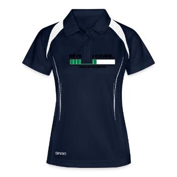 motif réveil en cours - Polo respirant Femme - marine/blanc - Devant