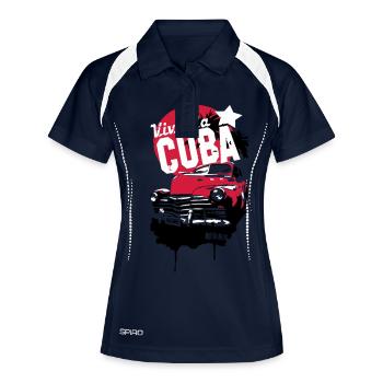 Viva la Cuba - Frauen Polo atmungsaktiv - Navy/Weiß - Vorne
