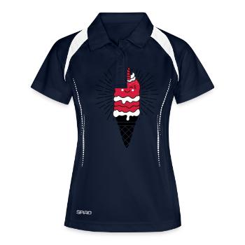 Einhorn – Unicorn – Pony – Pferd – Fee – 3C - Frauen Polo atmungsaktiv - Navy/Weiß - Vorne