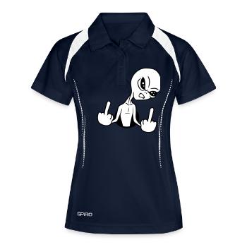 hole insult wanker middle finger fuck you off - Women's Polo breathable - navy/white - Front