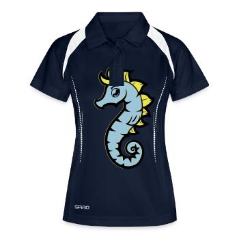 seepferd seepferdchen comic - Frauen Polo atmungsaktiv - Navy/Weiß - Vorne