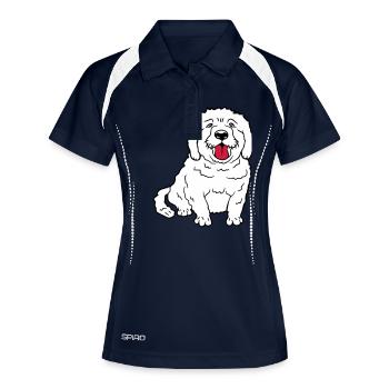 Dear dog sticks out his tongue happily - Women's Polo breathable - navy/white - Front