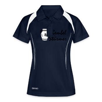 Bembel Stürmer #Bembeltown #Waldstadion #FFM - Frauen Polo atmungsaktiv - Navy/Weiß - Vorne