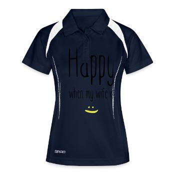 Heureux quand ma femme - Polo respirant Femme - marine/blanc - Devant
