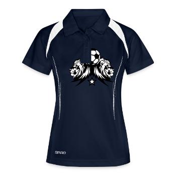 foot soccer lion logo ballon sport 1710 - Polo respirant Femme - marine/blanc - Devant