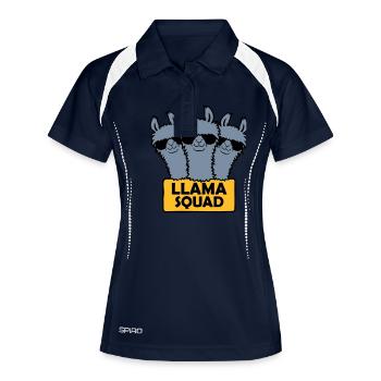 Conception de l’équipe Llama Squad - Polo respirant Femme - marine/blanc - Devant