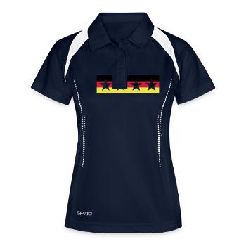 4 Sterne EM 2016 '72 '80 '96 '16 - Frauen Polo atmungsaktiv - Navy/Weiß - Vorne