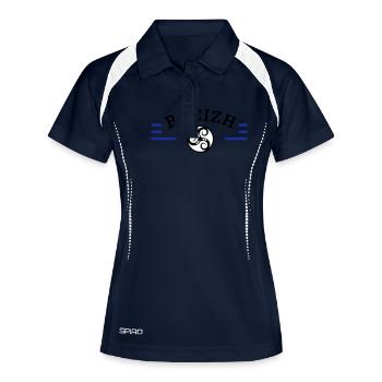 BREIZH - BRETAGNE - TRISKELL - BZH - SYMBOLE - Polo respirant Femme - marine/blanc - Devant
