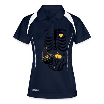 Maternity Skeleton Witch Hat - Women's Polo breathable - navy/white - Front