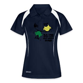 60. Geburtstag - Eulen - jetzt geht's rund - Frauen Polo atmungsaktiv - Navy/Weiß - Vorne