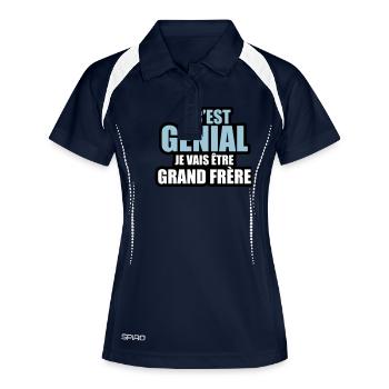 c'est génial je vais être grand frère - Polo respirant Femme - marine/blanc - Devant