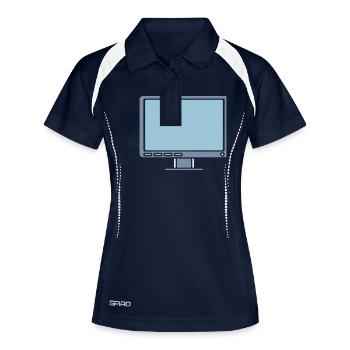 Design Bildschirm Anzeige Computer - Frauen Polo atmungsaktiv - Navy/Weiß - Vorne