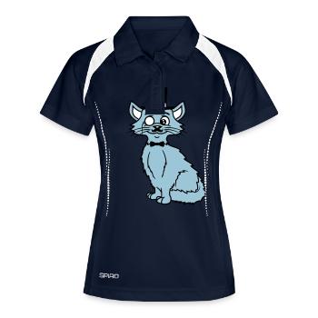 Sir Cat Gentleman Chapeau haut de forme Monocle Rich Gentleman - Polo respirant Femme - marine/blanc - Devant