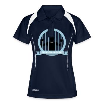 JGA Junggesellen Abschied Hochzeit Ehe Heirat - Frauen Polo atmungsaktiv - Navy/Weiß - Vorne