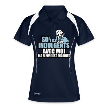 soyez indulgents avec moi ma femme est enceinte - Polo respirant Femme - marine/blanc - Devant