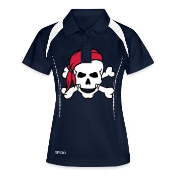 totenkopf_pirat_02 - Polo respirant Femme - marine/blanc - Devant