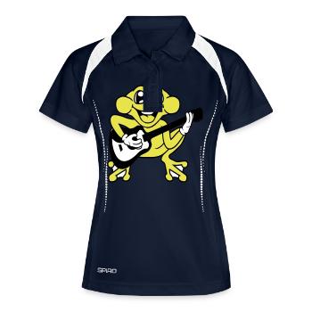 Frosch Fröschchen Spielt Gitarre Musik Gitarrist - Frauen Polo atmungsaktiv - Navy/Weiß - Vorne