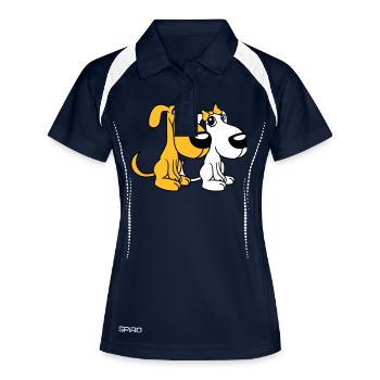 2 Hunde Team Zwei Freunde Liebe Pärchen Verliebt - Frauen Polo atmungsaktiv - Navy/Weiß - Vorne