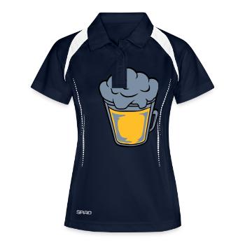 Comic Bier von oben - Frauen Polo atmungsaktiv - Navy/Weiß - Vorne