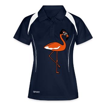 DJ party celebrate sunglasses club disco music flam - Women's Polo breathable - navy/white - Front