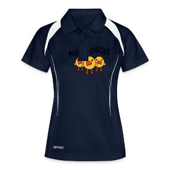 Angry Chicks - Frauen Polo atmungsaktiv - Navy/Weiß - Vorne