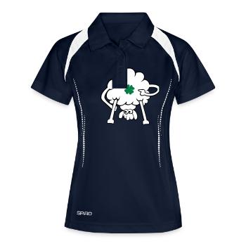 kiss me, i'm Irish - Frauen Polo atmungsaktiv - Navy/Weiß - Vorne