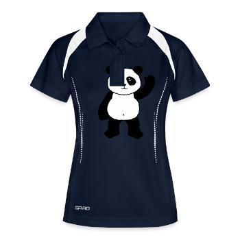 Upright standing panda bear waves friendly - Women's Polo breathable - navy/white - Front
