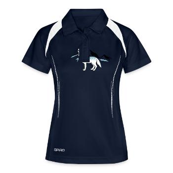 wolf mountains 02 - Frauen Polo atmungsaktiv - Navy/Weiß - Vorne