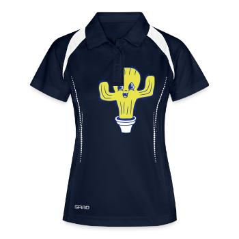 Cher Cactus Cactus Kawaii Visage Mignon Épineux - Polo respirant Femme - marine/blanc - Devant