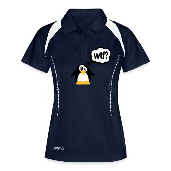 pinguine wtf - Frauen Polo atmungsaktiv - Navy/Weiß - Vorne