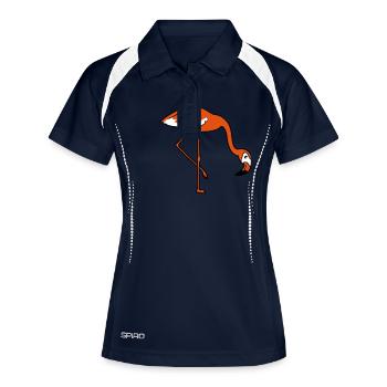 essen trinken beugen unten flamingo clipart comic - Frauen Polo atmungsaktiv - Navy/Weiß - Vorne