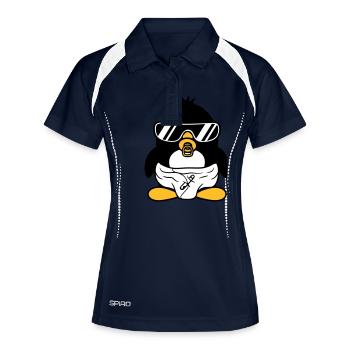 pinguin baby kind schnuller windel sonnenbrille lu - Frauen Polo atmungsaktiv - Navy/Weiß - Vorne