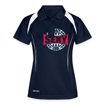 design cool sexy fou - Polo respirant Femme - marine/blanc - Devant