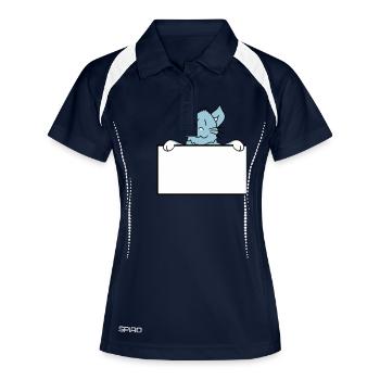Hübsche Kleine Katze Guckt Versteckt Hinter Mauer - Frauen Polo atmungsaktiv - Navy/Weiß - Vorne