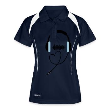 Écouteurs amoureux de DJing - Polo respirant Femme - marine/blanc - Devant