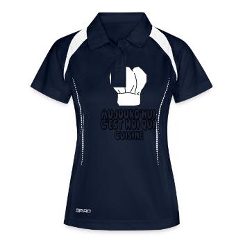 je_suis_en_cuisine,message,citations - Polo respirant Femme - marine/blanc - Devant