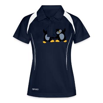 2 pingouins mignons dansant - Polo respirant Femme - marine/blanc - Devant