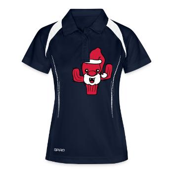 Cactus Santa Claus Face Christmas Cacti - Women's Polo breathable - navy/white - Front