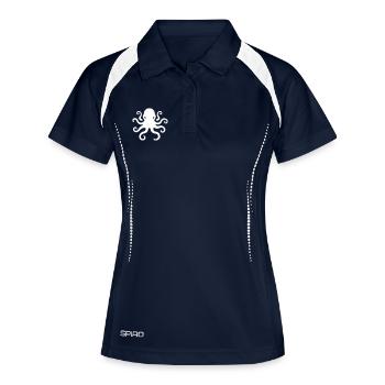 octo chaos logo - Frauen Polo atmungsaktiv - Navy/Weiß - Vorne